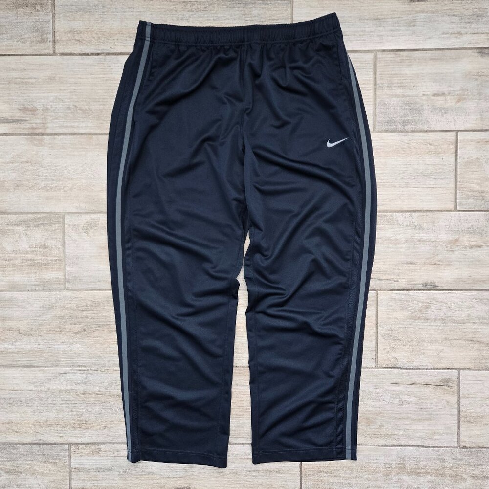 Nike Training Track Pants Men Blue Mesh Side Stripe Workout Active Straight 2XL